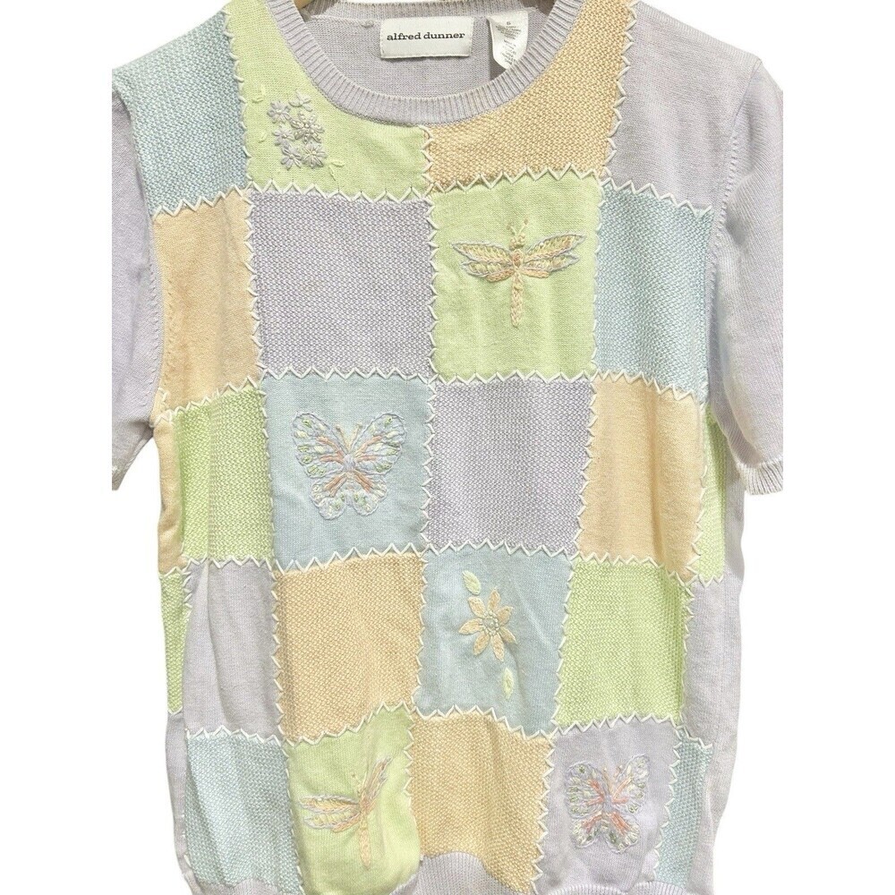 Alfred Dunner Sweater Top Short Sleeved Cottagecore Womens Size Small Pastel - Picture 3 of 11